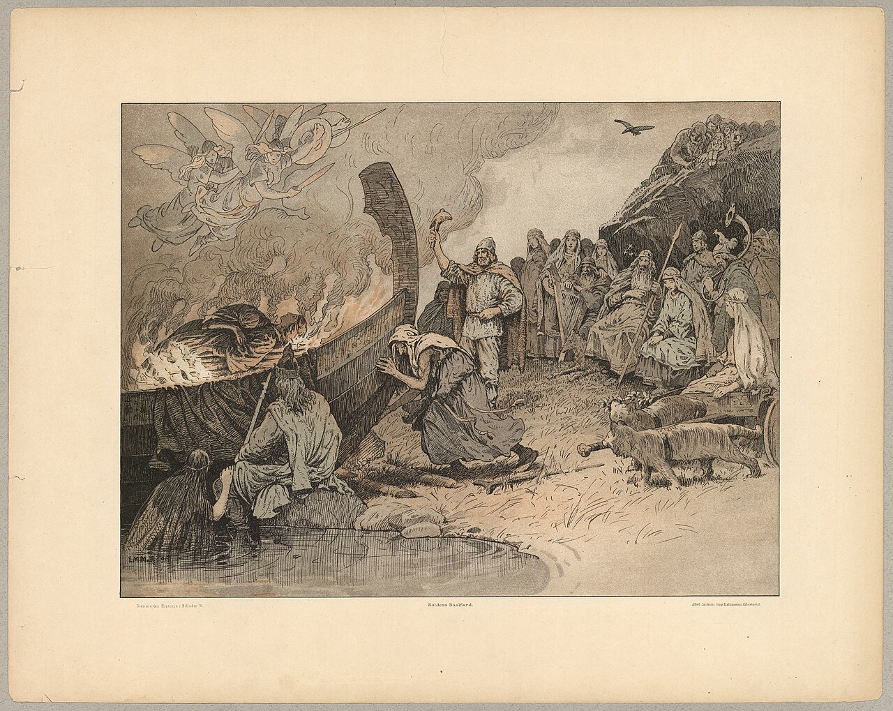 Louis Moe (1857-1945), Balders bålfärd. Public domain.